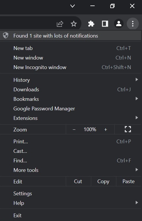 Når Chrome er oppdatert med den nye funksjonen, ser du en advarsel i menyen om eventuelle nettsider som sender ekstra mange varsler.