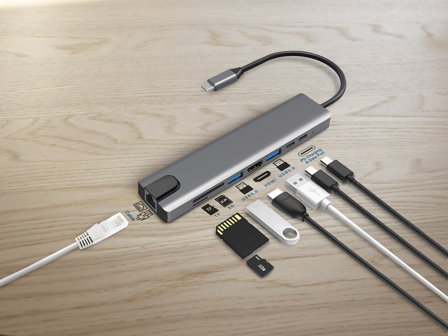 Saat kahdeksan liitäntää sisältävän USB-keskittimen KotiMikro-lehden mukana