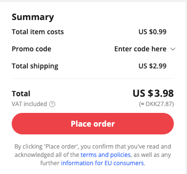 AliExpress.comin tuotteet sisältävät arvonlisäveron