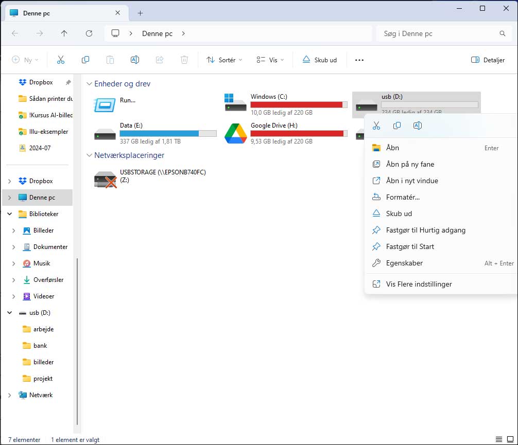 Du kan formatere din harddisk og andre drev direkte gennem Stifinderen i Windows.
