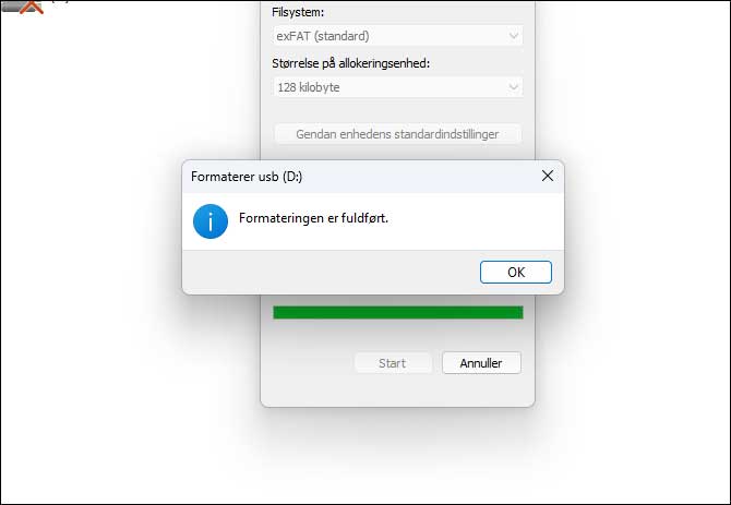 Når du har formateret harddisken eller en USB-nøgle, har du et helt tomt drev at arbejde på.
