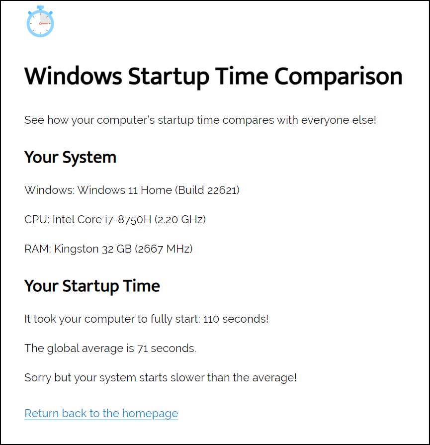 Voit verrata tietokoneesi käynnistymistä muihin koneisiin ja saada käsityksen siitä, onko oma koneesi hitaampi kuin sen pitäisi olla.