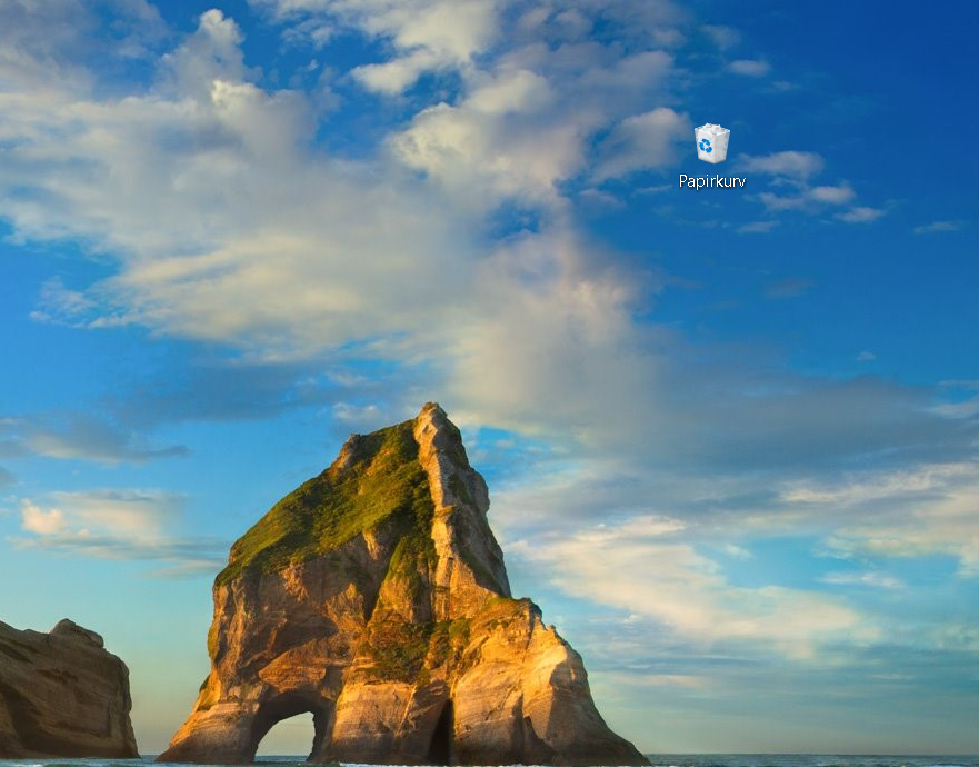 Papirkurven ligger på Skrivebordet i Windows