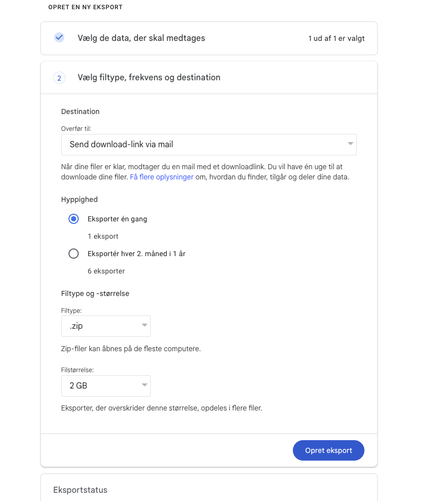 Exportera dina data med Google Takeout
