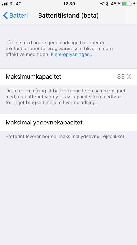 Tjek batteriet iPhone