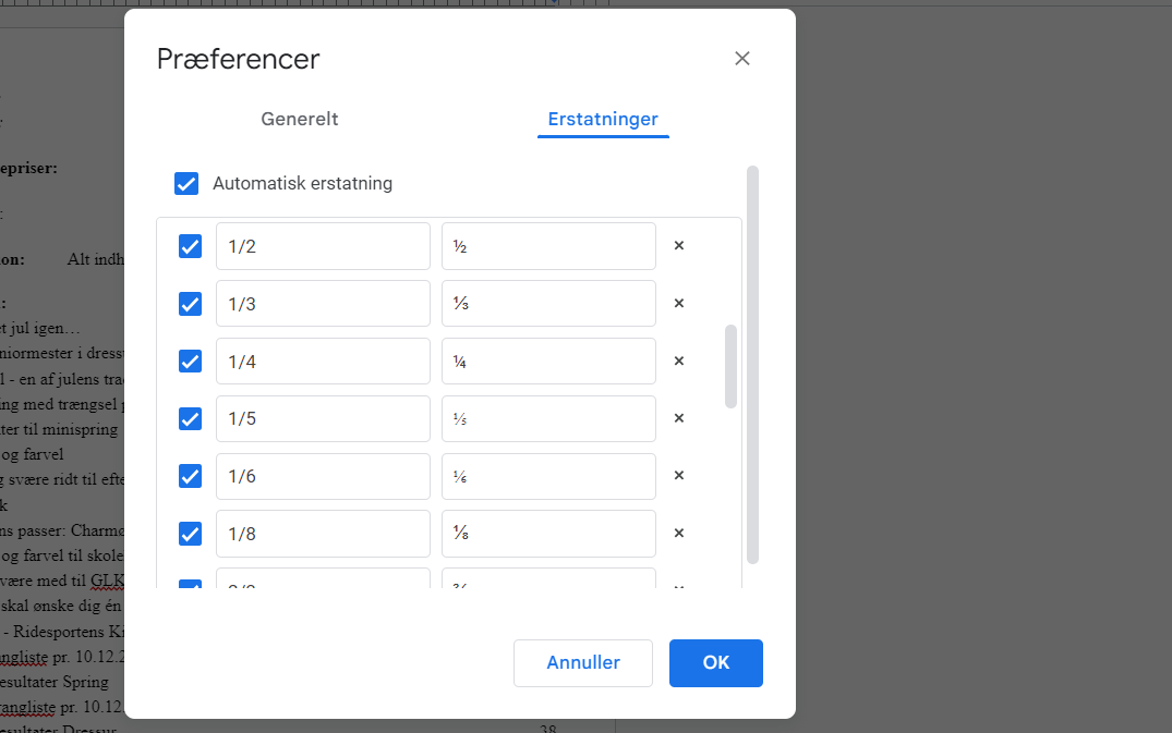 Automatisk korrigering i Google Dokument