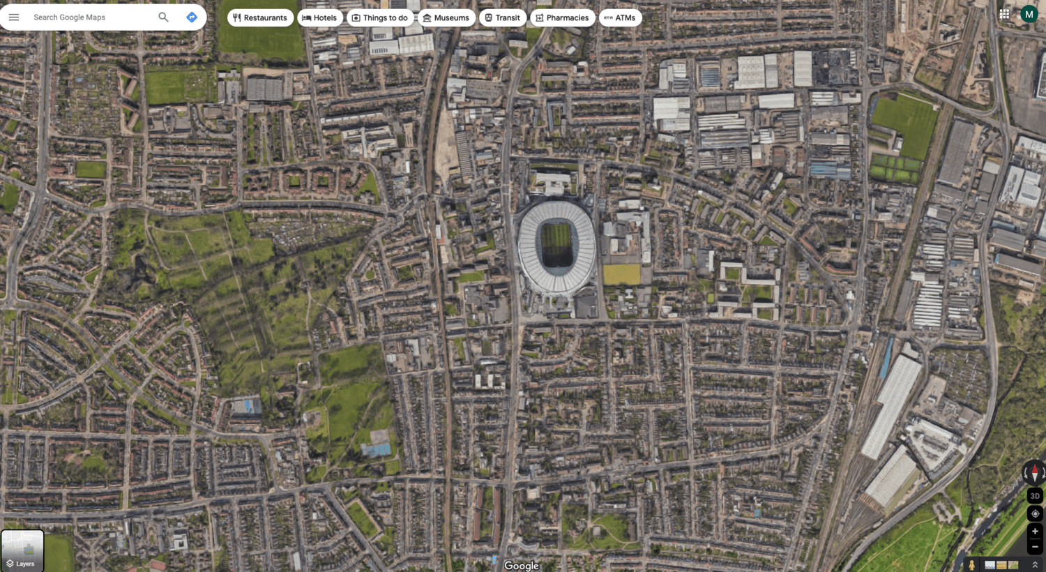 Satellitbilleder i Google Maps