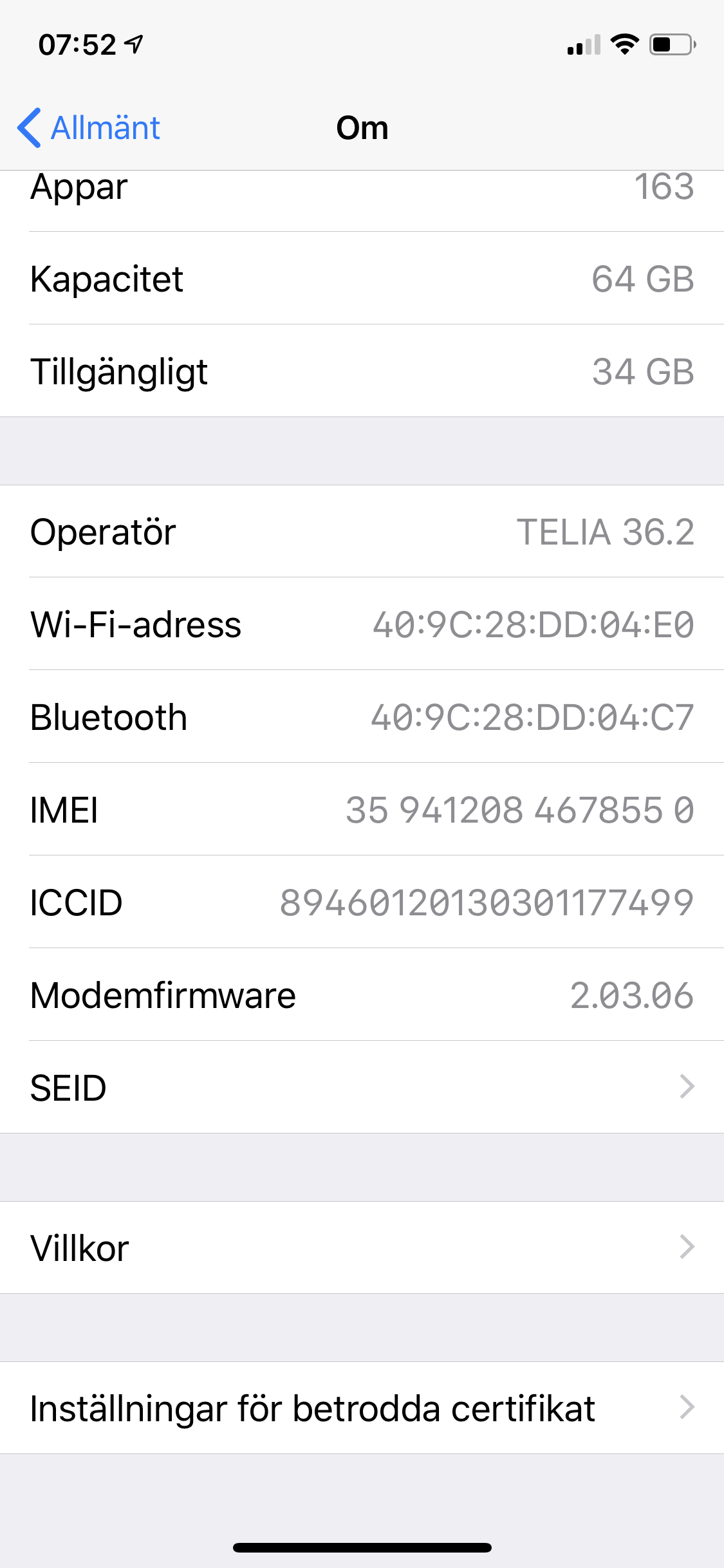 Hitta MAC-adressen i iOS