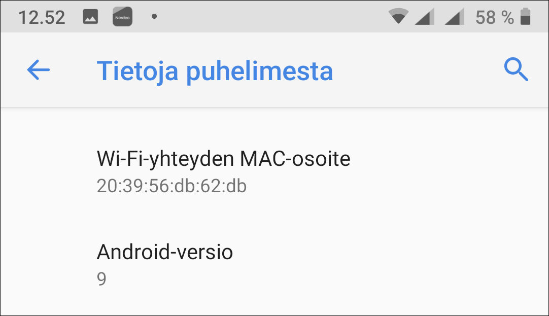 Etsi MAC-osoite Android-puhelimesta