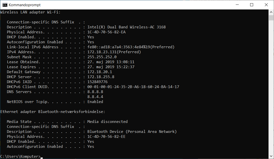 Find mac-adresse i Windows