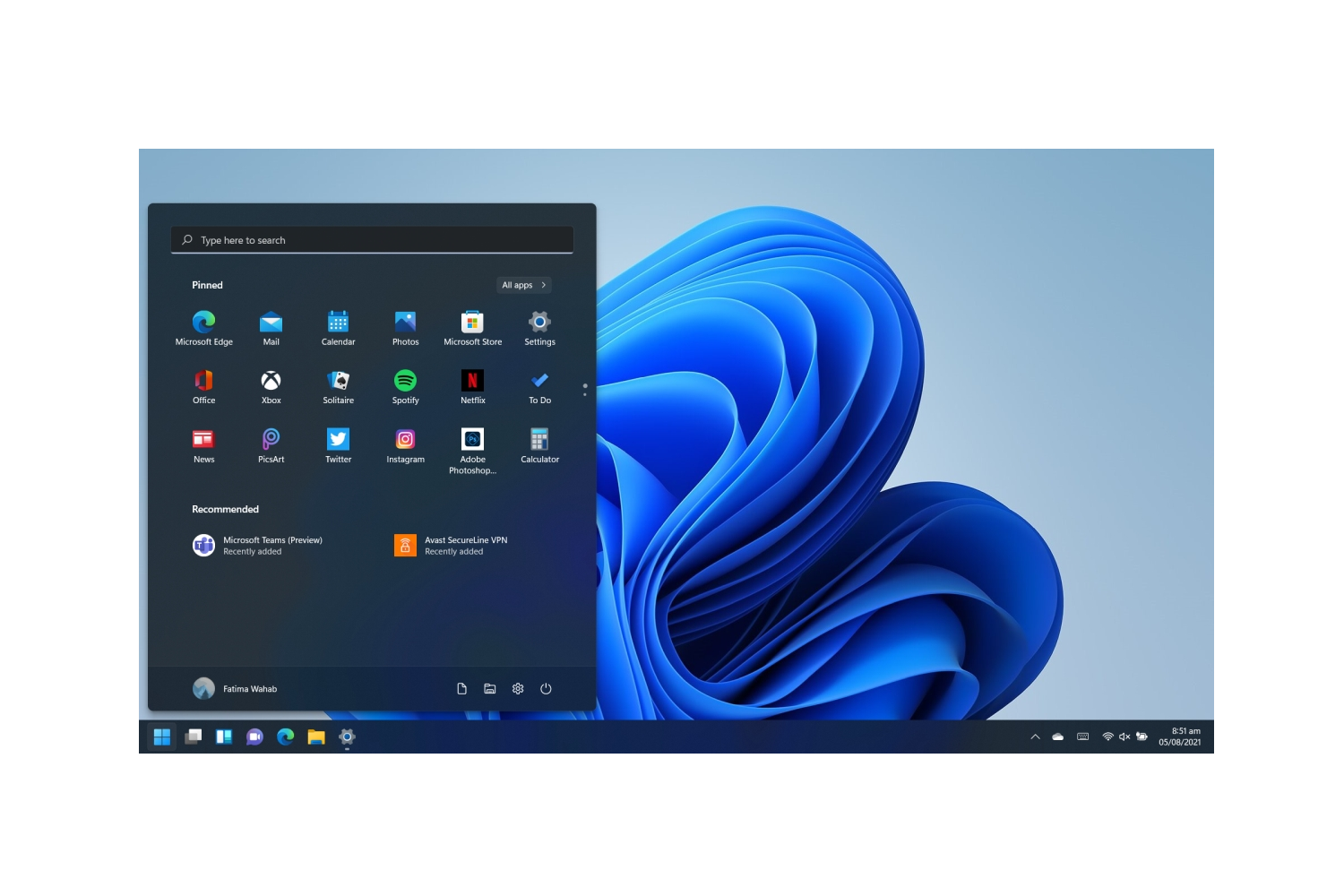 Når du har endret innstillingene i Windows 11, er ikke lenger startknappen plassert i midten, men til venstre – som du er vant til.