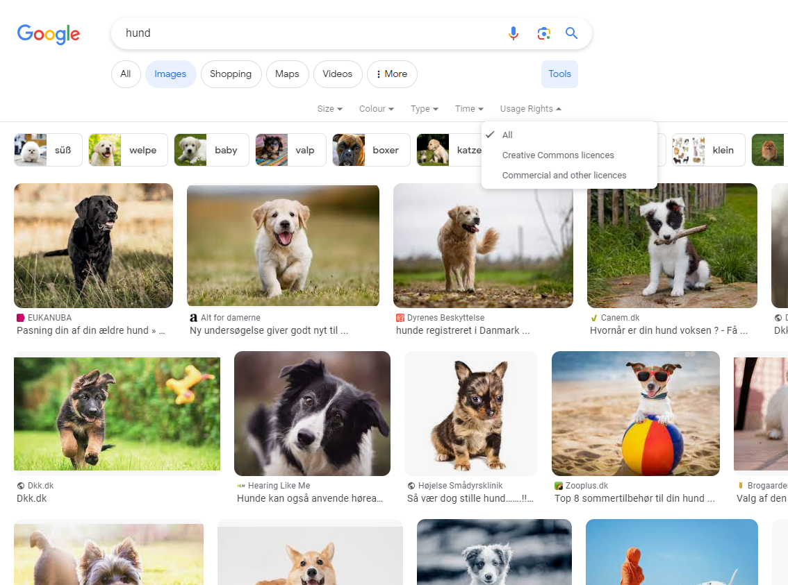 Gratis bilder på Google med Creative Commons