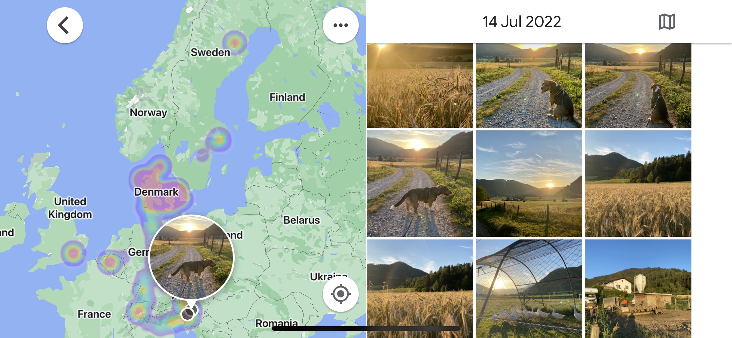 I Google Foto kan du se et kart over hvor alle bildene dine er tatt med mobiltelefonen.