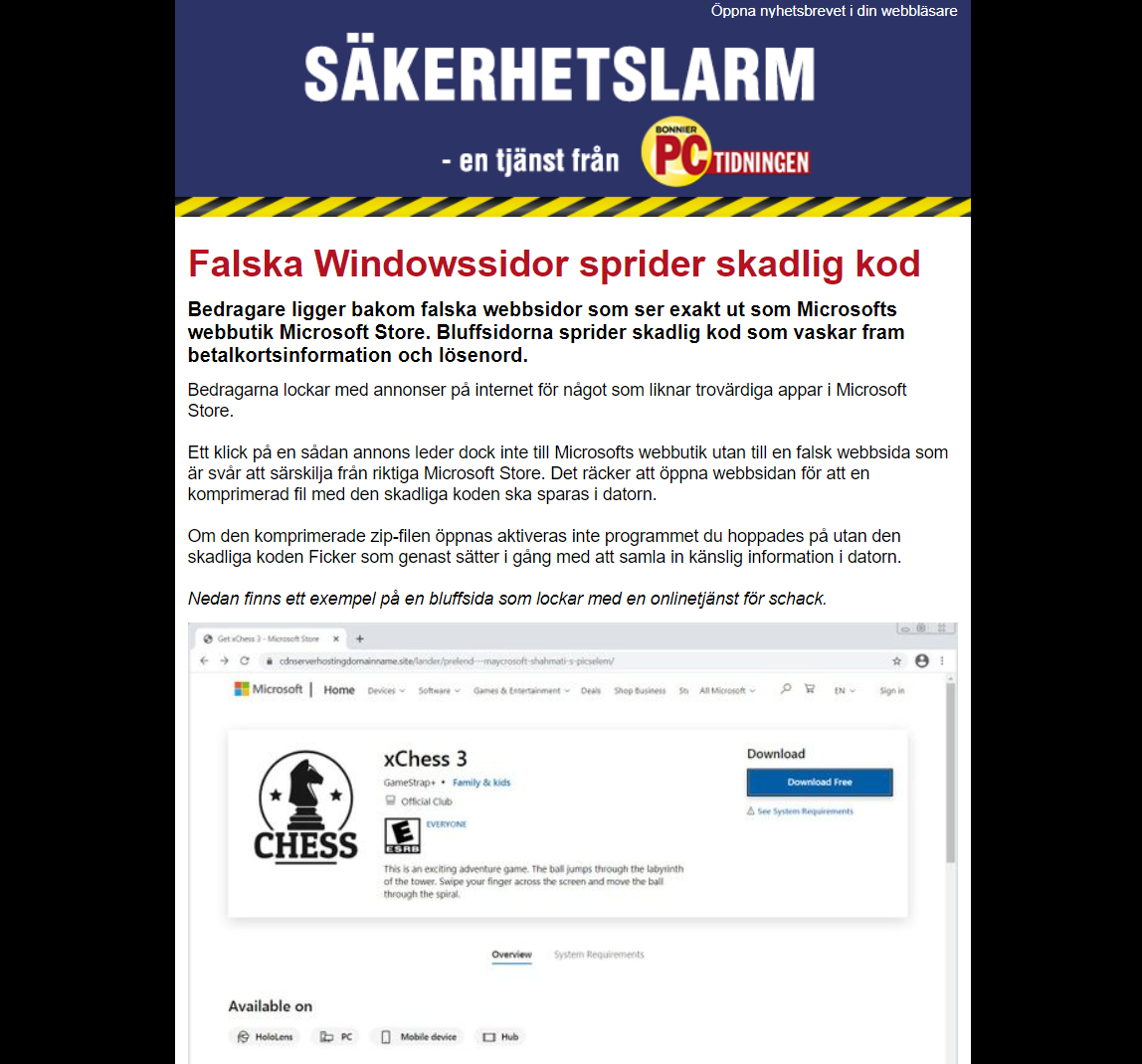 PC-tidningens säkerhetslarm