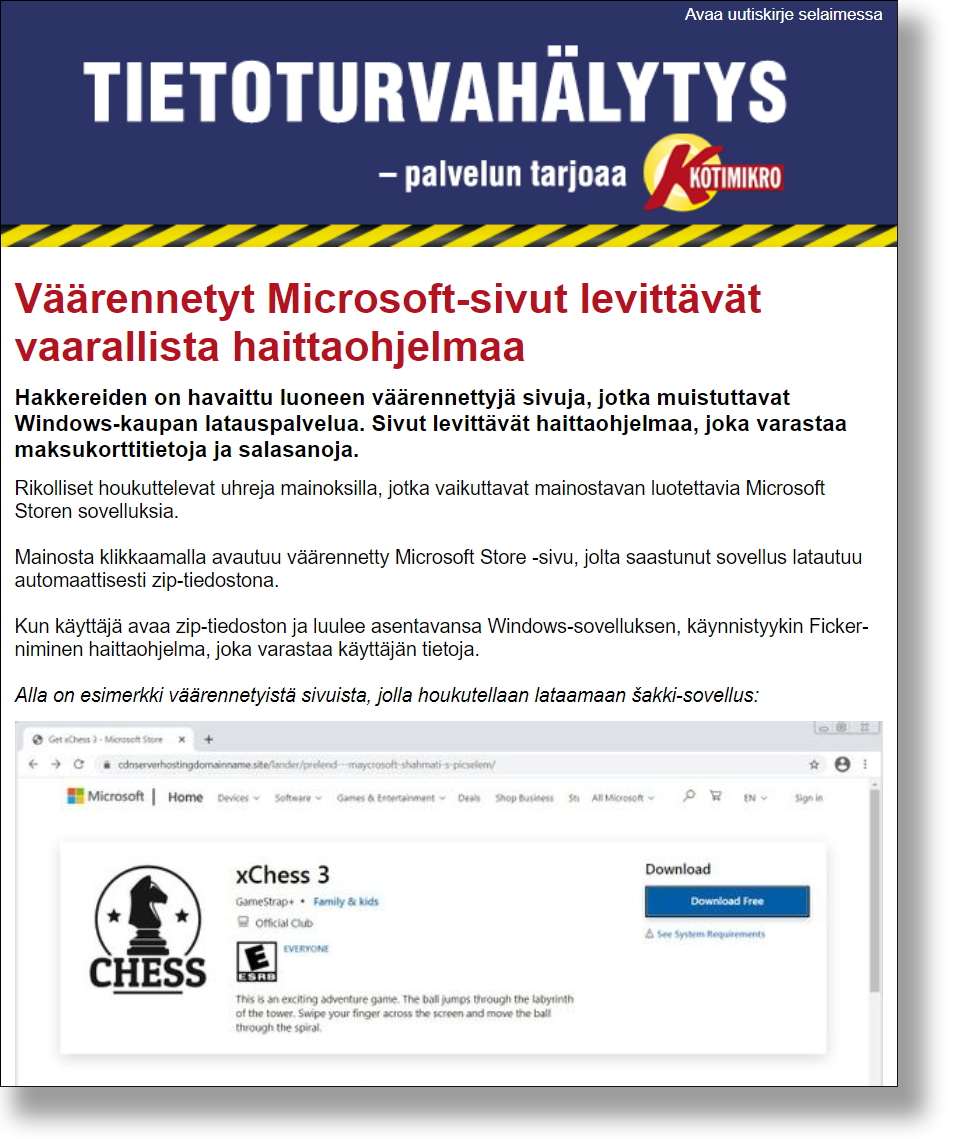 KotiMikron Tietoturvahälytys.