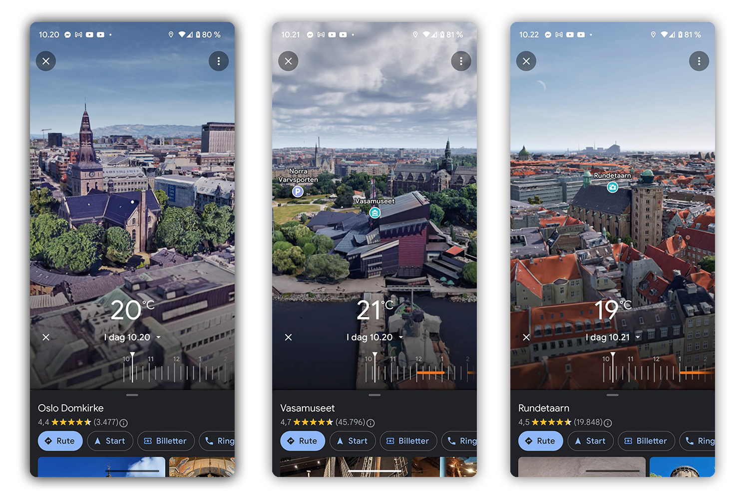 Rundetårn i København med Immersive View på telefonen