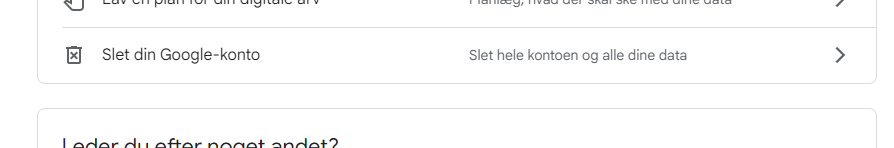 kuvakaappaus Google-tilin poistoprosessista