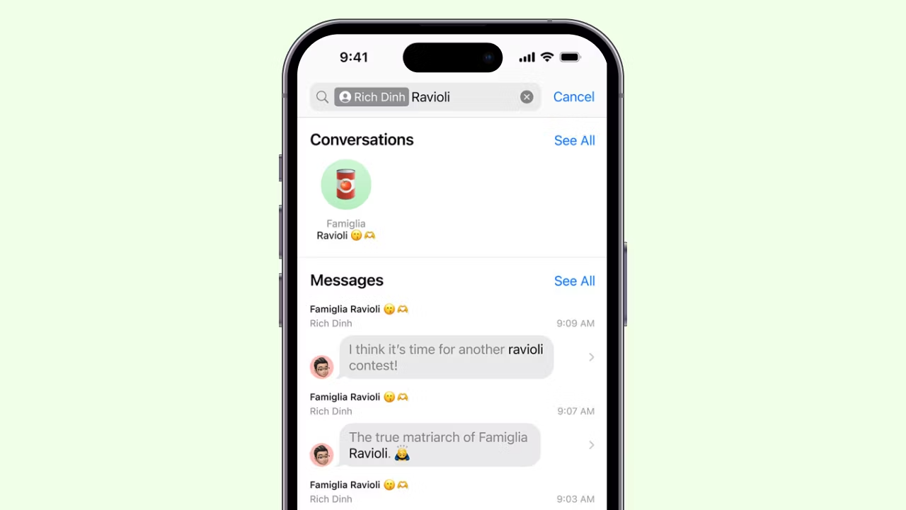 I meddelandena kan du ställa in filter och snabbt hitta det du letar efter.