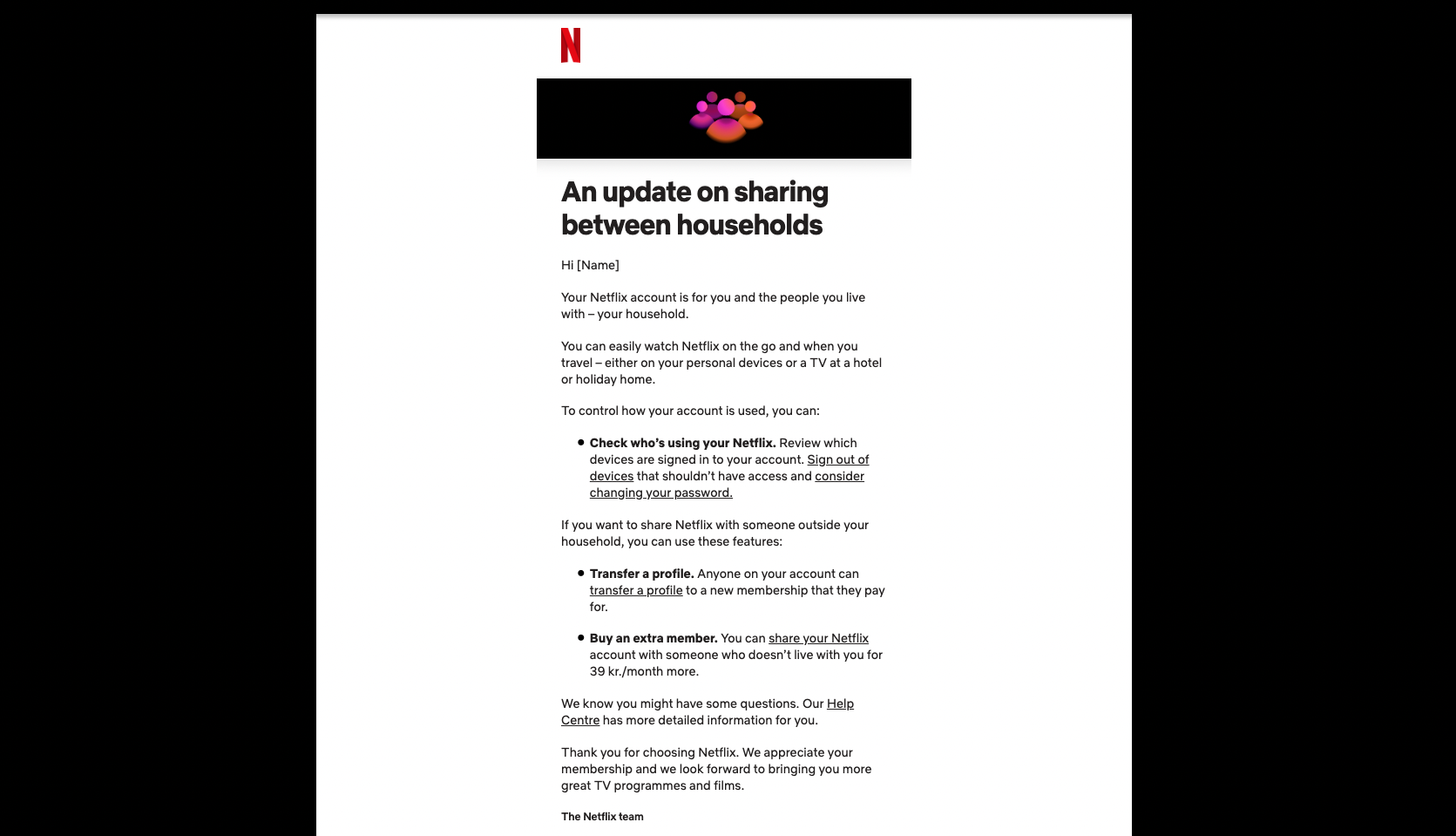 Netflix varnar för att dela Netflix-konto