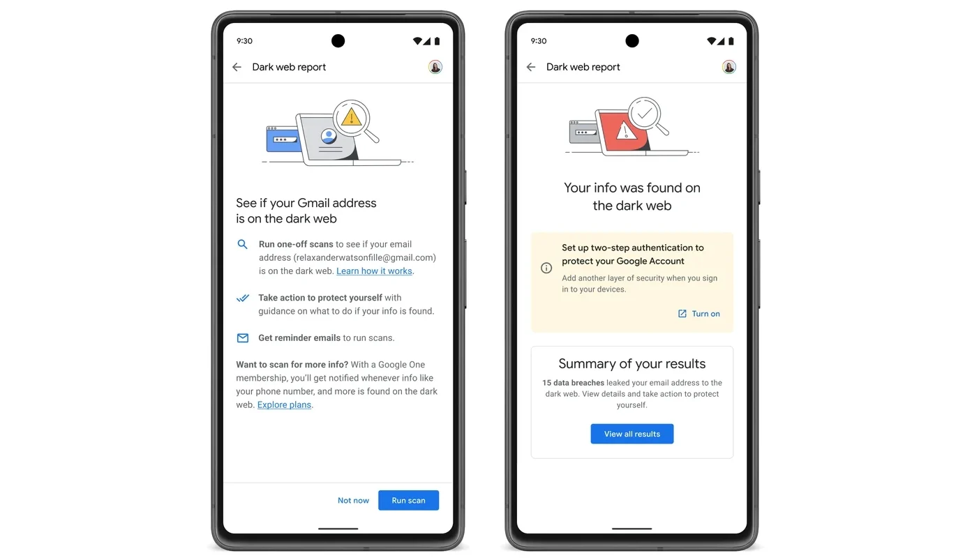 Uuden tietoturvatoiminnon avulla Gmail skannaa niin sanotun pimeän verkon nähdäkseen, kiertääkö sähköpostiosoitteesi rikollisten käsissä.