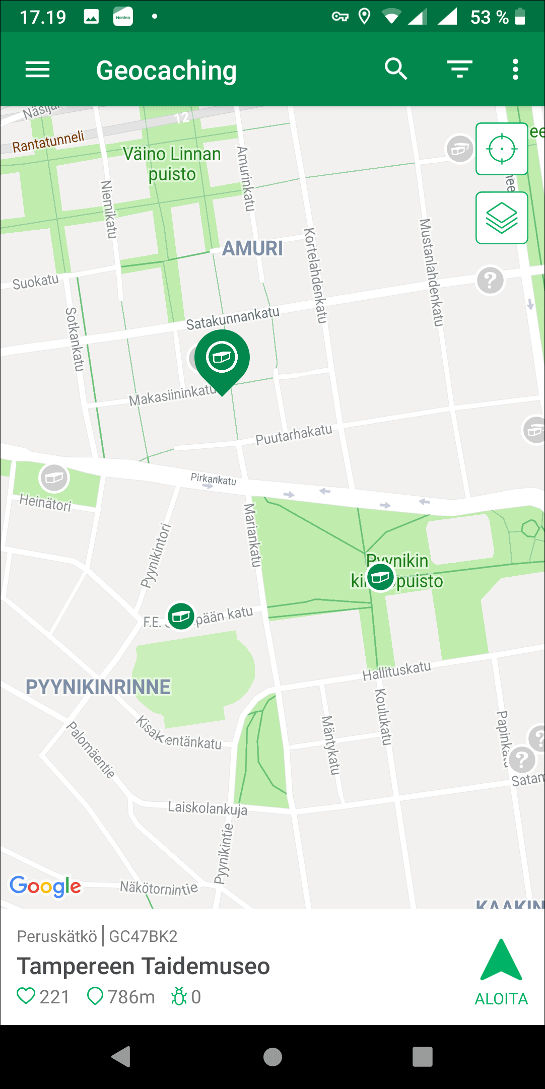 Geokätköilysovellus Geocaching