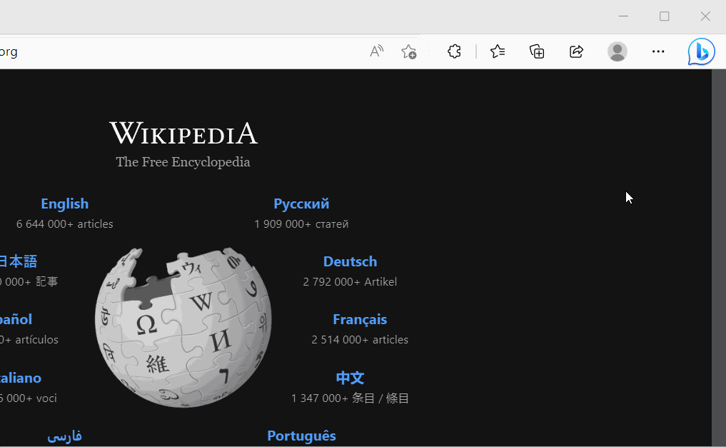 Sidepanelet i Microsoft Edge