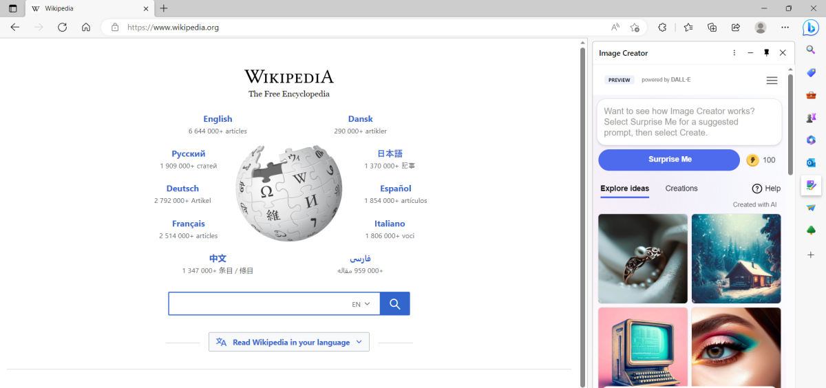 Image Creator i Edge Discover