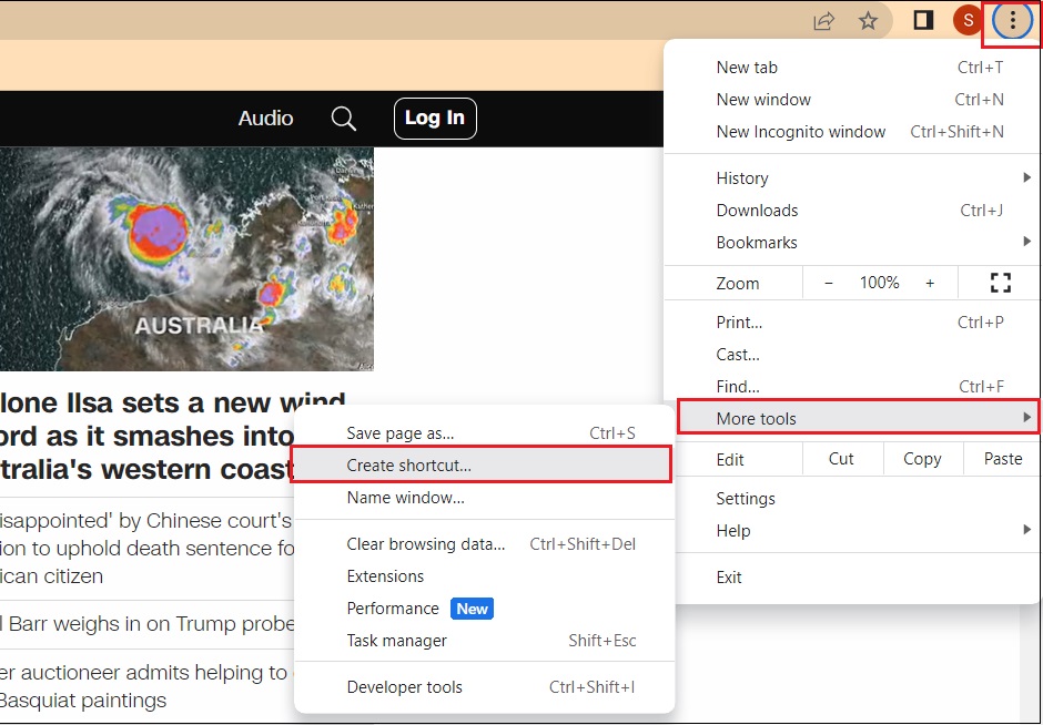 Gör om hemsidan till en app i Chrome