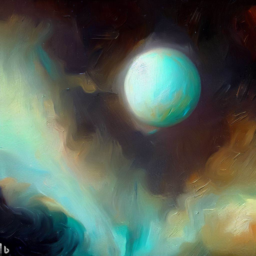Käyttämällä yksinkertaisia sanoja, kutem "oil painting of Uranus", voit luoda taiteellisia kuvia olohuoneen seinälle laitettavaksi.