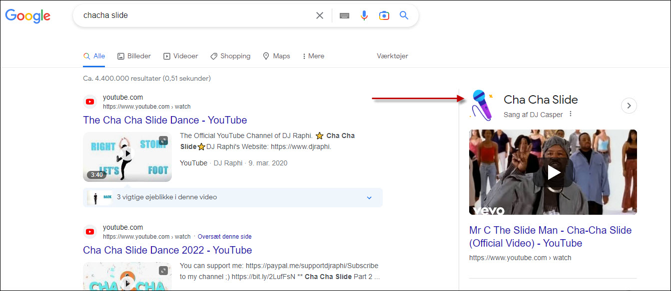 Cha-cha-slide - easter egg i Google