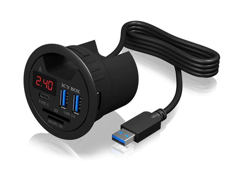 Kabelgennemføring - In-desk hub - med USB