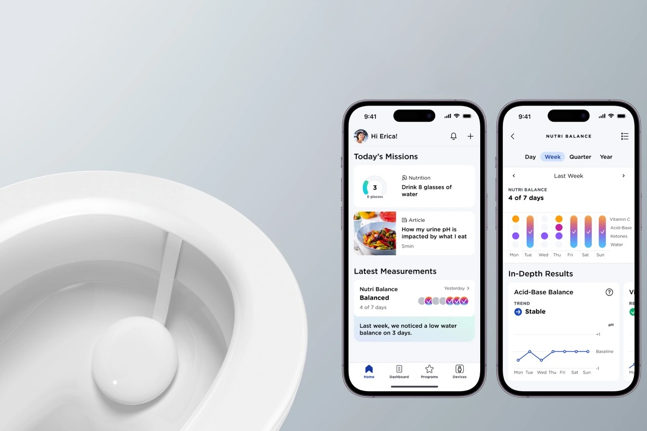 U-Scan placeres i toiletkummen og analyserer din urin. Resultaterne kan du se straks i Withings app.