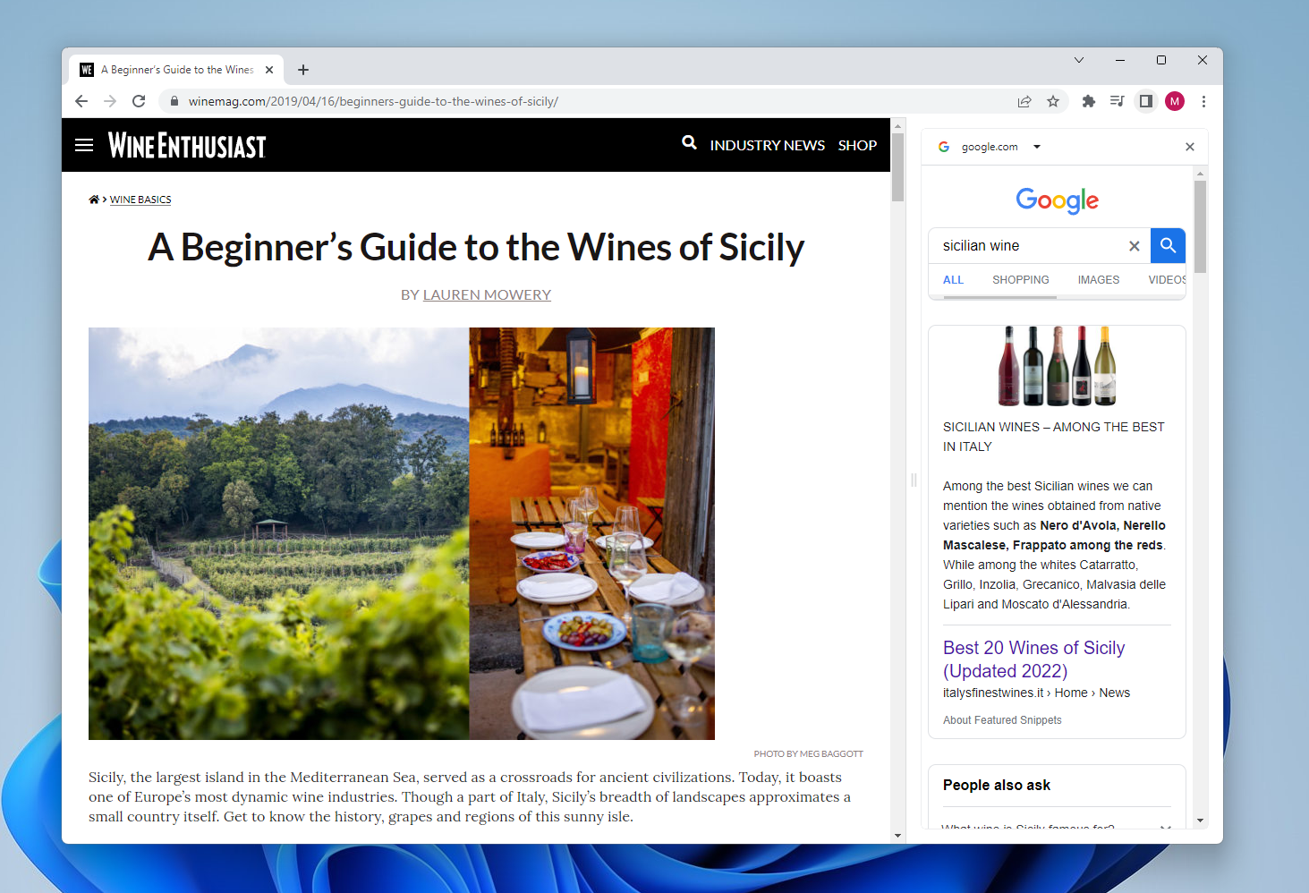 Søgefelt i Chrome - søgning i sidepanel