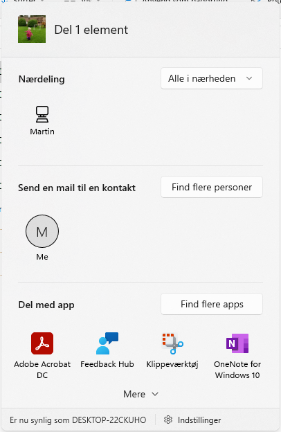 Del filer mellom to pc-er med funksjonen Nærdeling i Windows