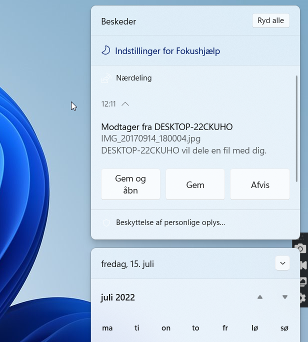 Del filer med Nærdeling i Windows