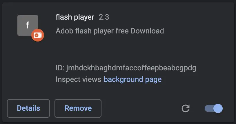 Falsk oppdatering av Flash Player – skjermdump