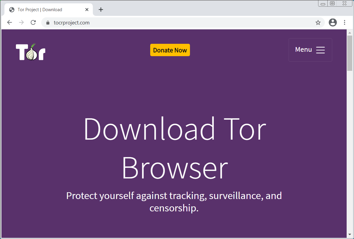 Her er der tastet et "c" for meget i hjemmeside-adressen, og det fører ind til en falsk download-side for Tor-browseren. I stedet for at hente en browser, installeres malware på din pc.