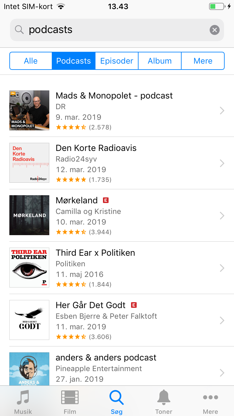 Bedste gratis podcasts på iPhone iTunes