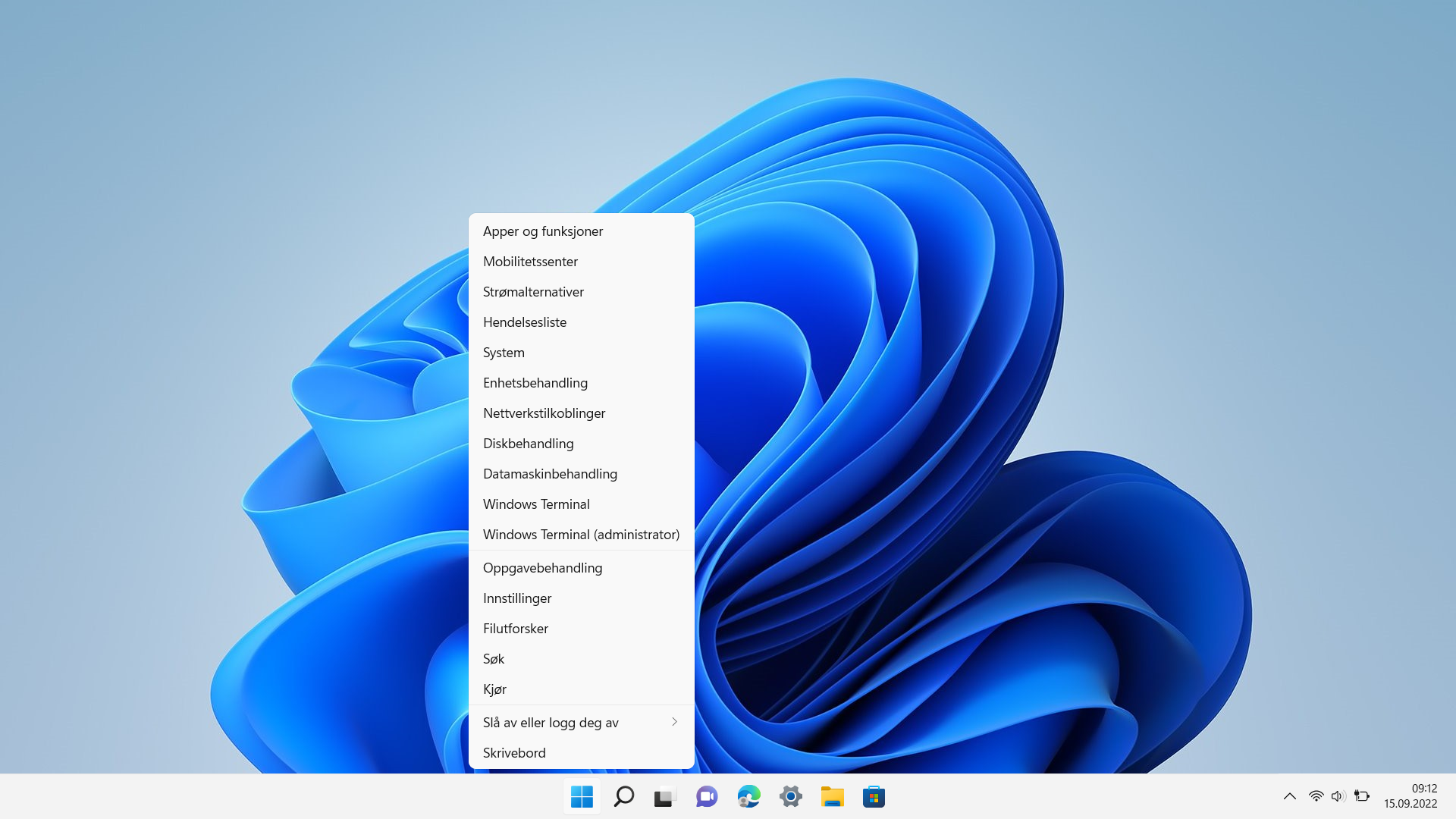Høyreklikk på startknappen i Windows og velg Enhetsbehandling.