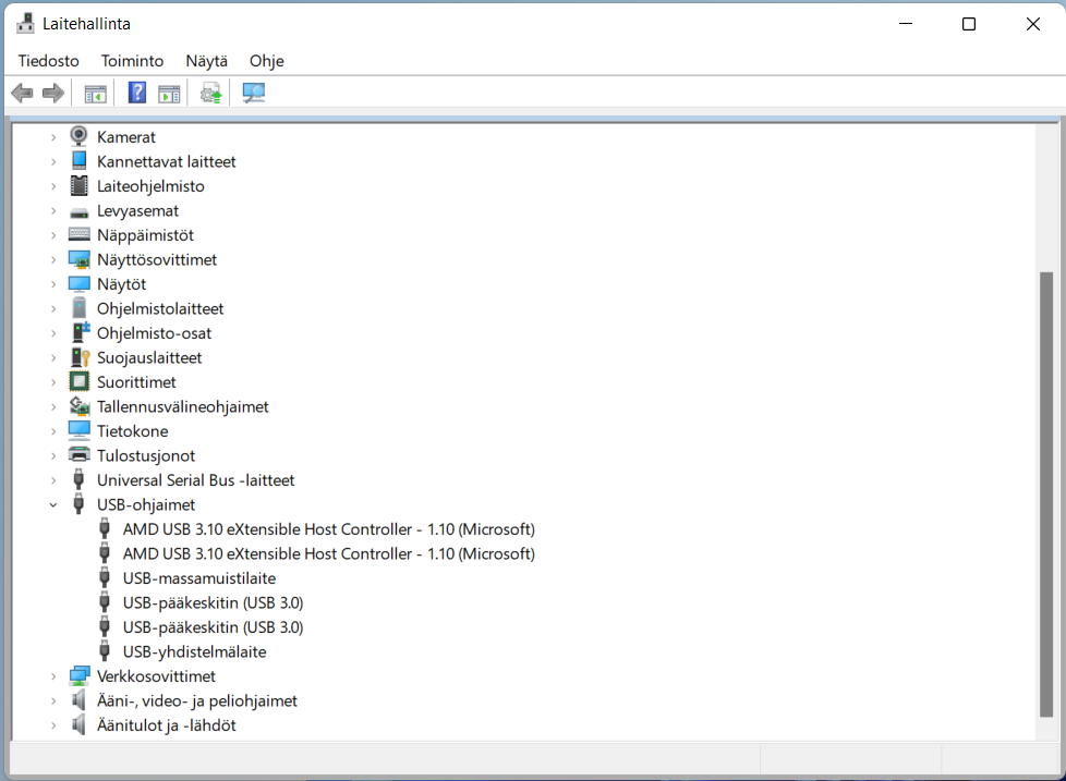 Laajenna luetteloa kohdassa USB-ohjaimet.