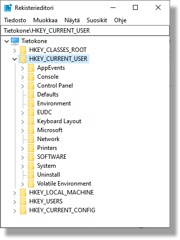 Windows 10:n Rekisterieditori