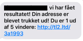 Smishing eller sms-svindel forklædt som konkurrence.