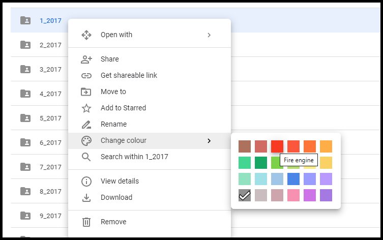 Endre farger i Google Disk
