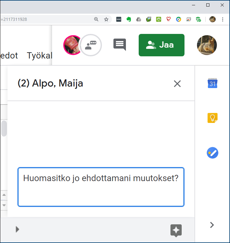Keskustelu Google Drivessä