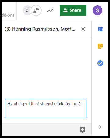 Chat i Google Drev