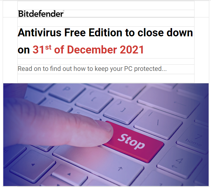 Mejlet dök upp i inkorgen hos alla användare av Bitdefenders kostnadsfria antivirus förra veckan.