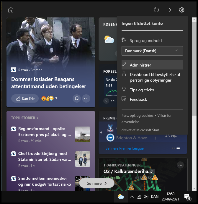 Dit personlige nyhedsfeed i Windows