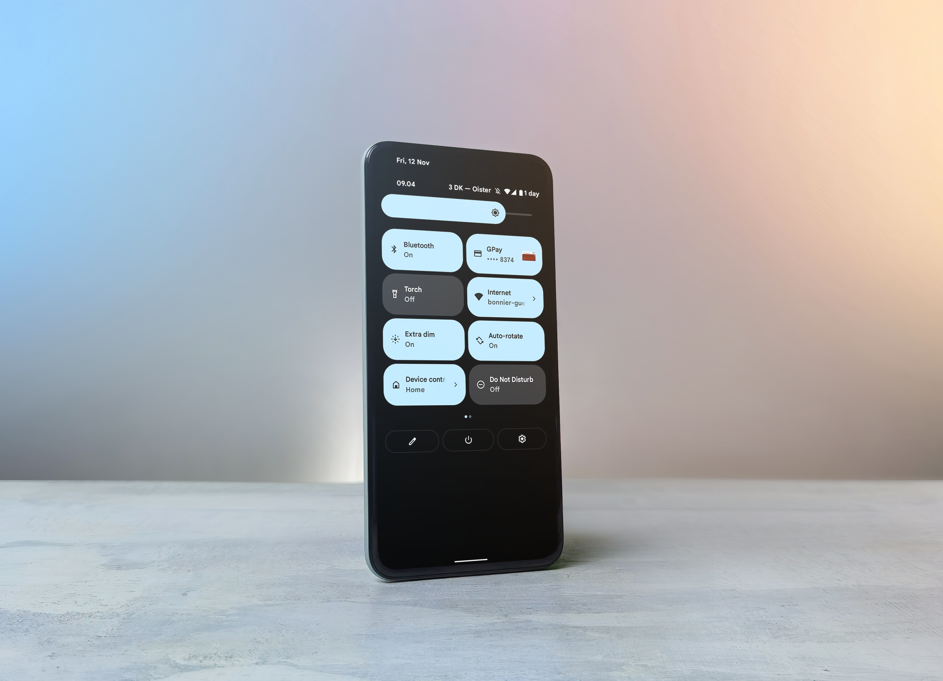 Her er innstillingene i Android 12