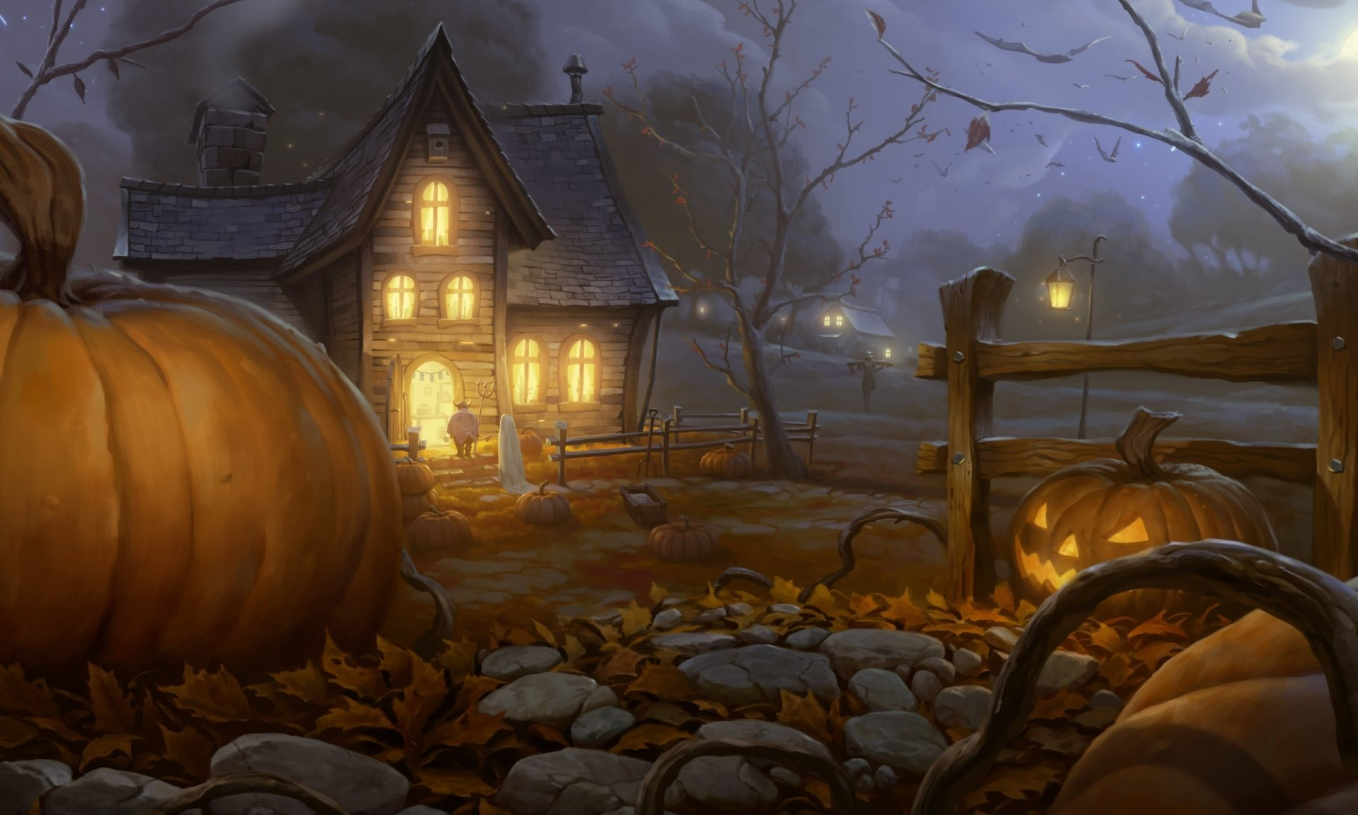 Halloween-tema skrivbordsbakgrund till datorn.