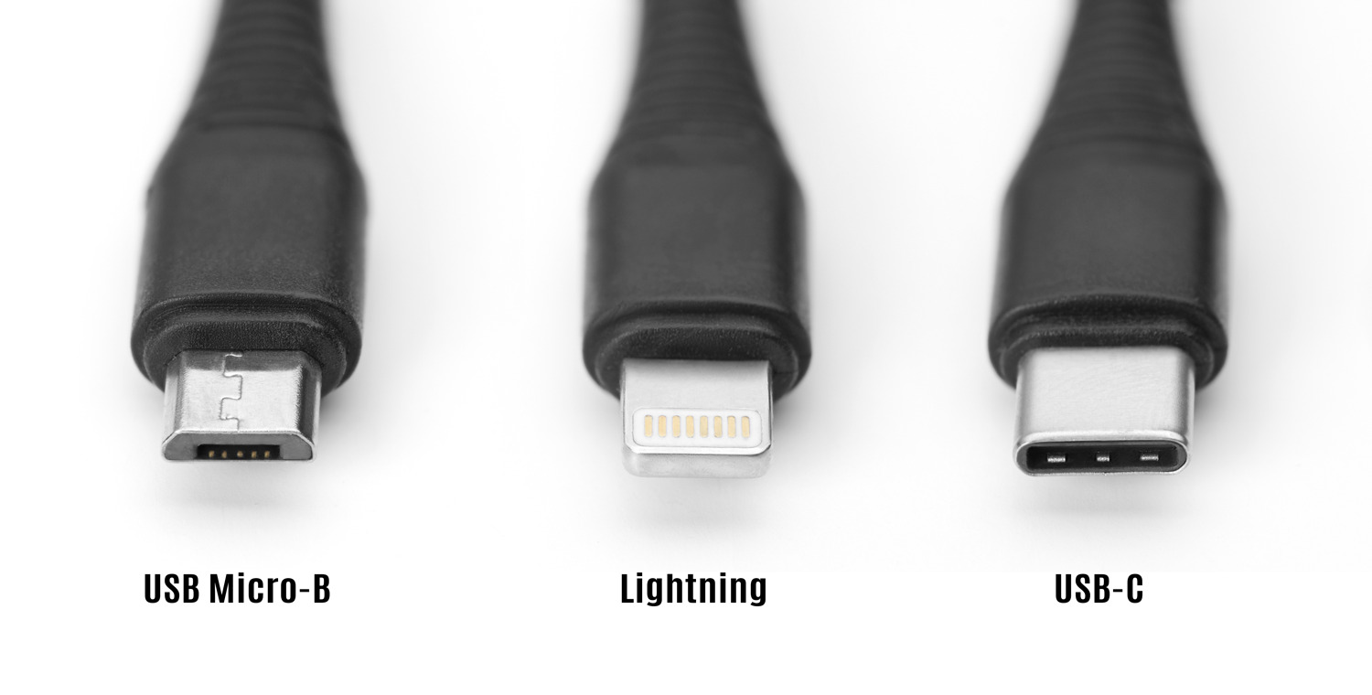Micro-USB, Lightning og USB-C